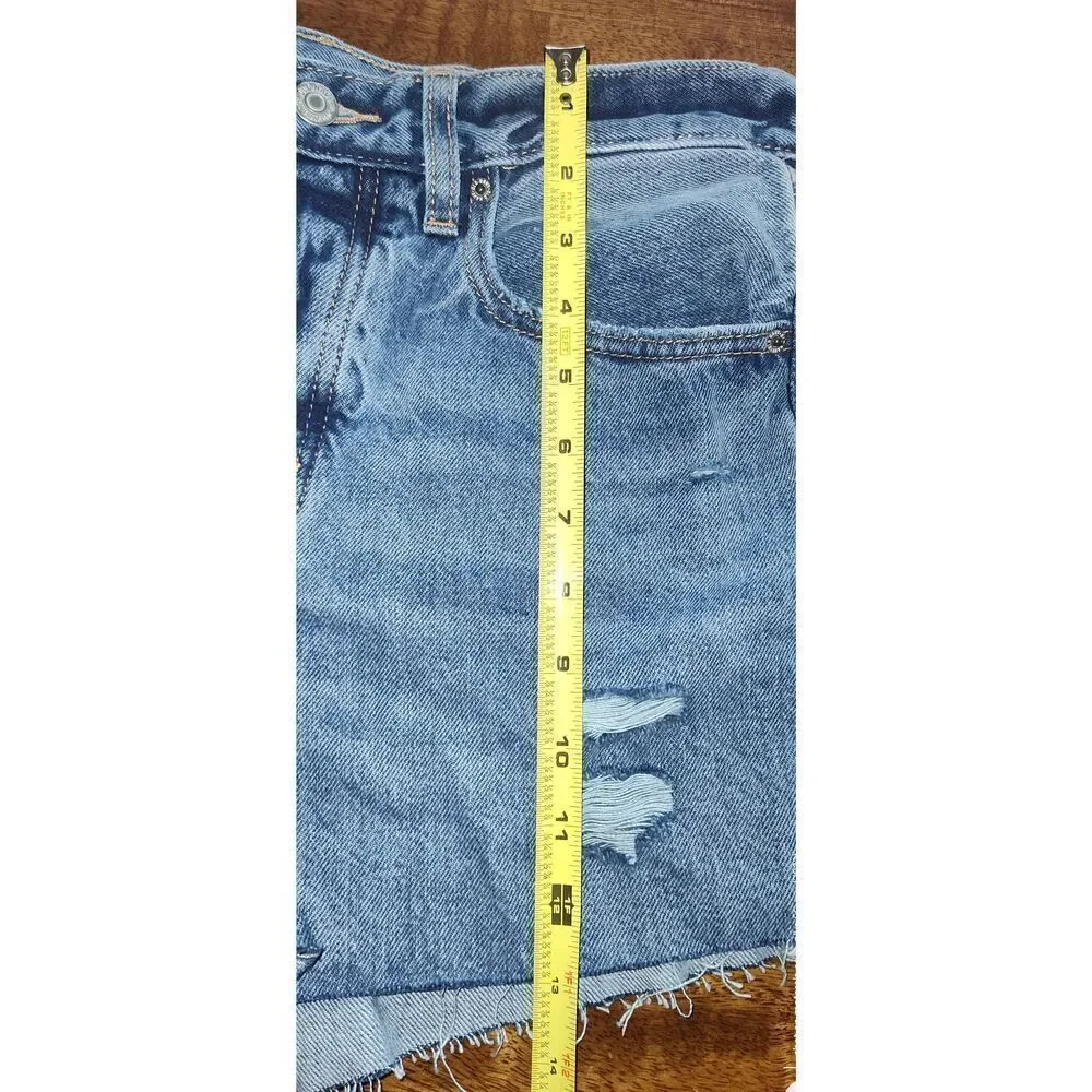 Old Navy Jean Shorts Size 4 High Rise Slouchy Straight Cut-Offs Distressed Butto
